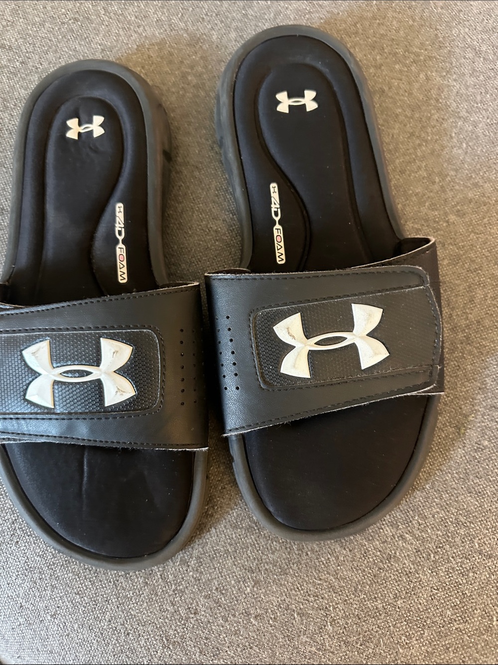 Under Armour Kids Black Slide Sandals with White Logo